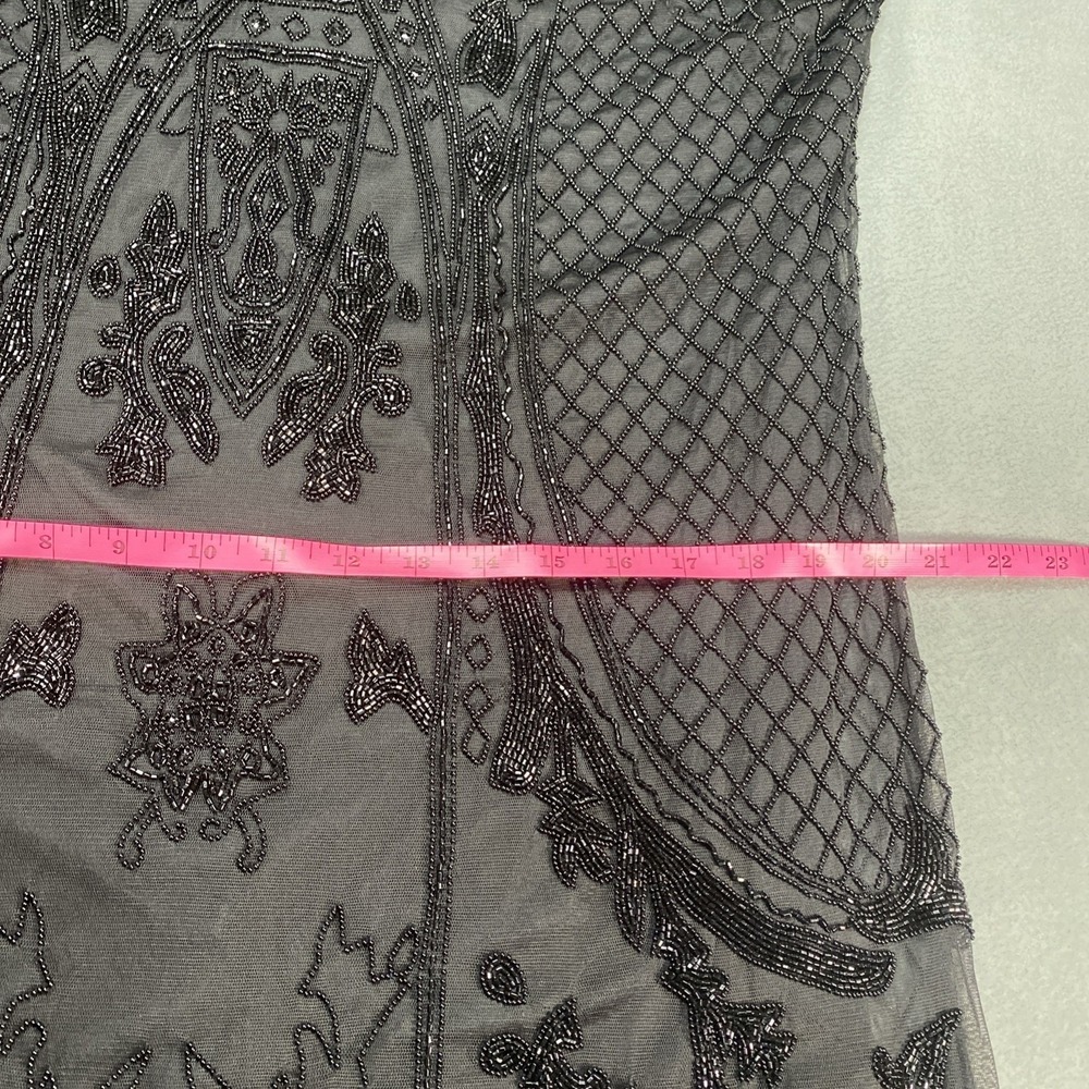 Lauren Ralph Lauren Black‎ Label Flapper Black Dress Beaded 16 Fringe Hem NWT - Picture 4 of 9